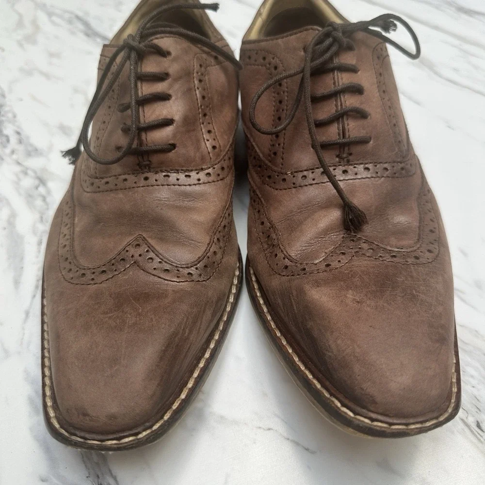 Giorgio‎ Brutini Mens Size 10M Brown Leather Wingtip Oxford Dress Shoes
